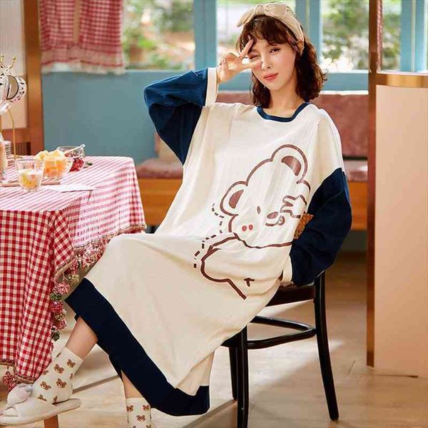 

cotton nightgown cute cartoon night womens sleepwears dress autumn amp 39 s sleepwear long sleeve nightwear home female sleep shirts, Black;red