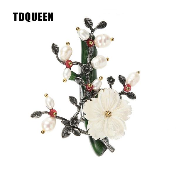 

pins, brooches tdqueen freshwater pearls shell flower brooch handmade beaded safety pin jewelry vintage antique silver plated, Gray