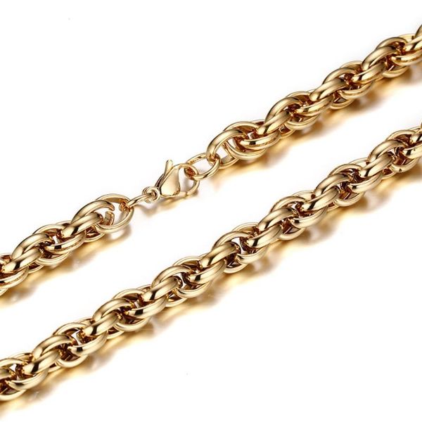 

chains 9/11mm wide gold tone rope chain stainless steel necklace for women men fashion jewelry gift, Silver