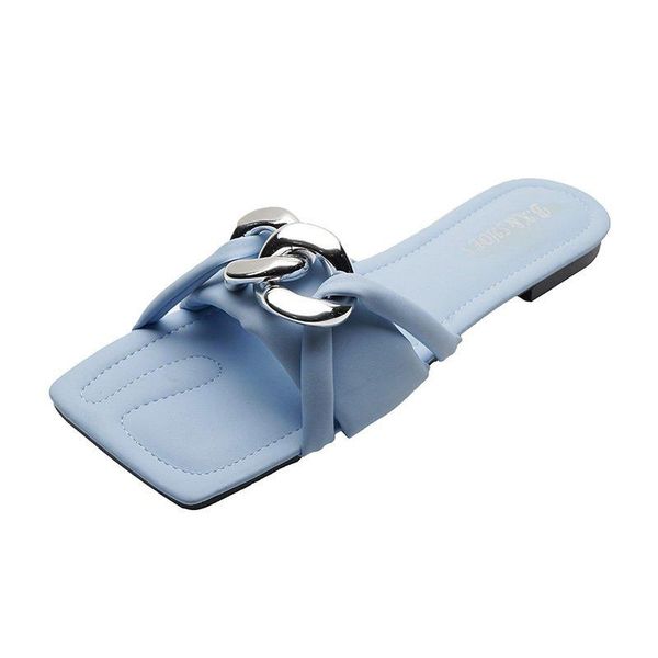 

slippers casual women's 2021 vamp personality buckle stitching design fashion wild trend simple, Black