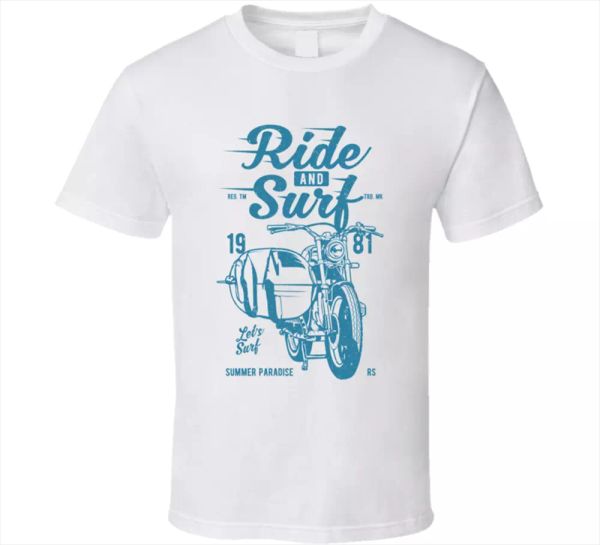 

ride and surf super bike super racer motorcycle motor adventure men's t-shirt, White;black