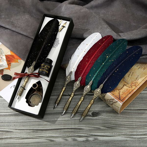 

the pen dip creative glass dip set english calligraphy gift box wooden comic pen