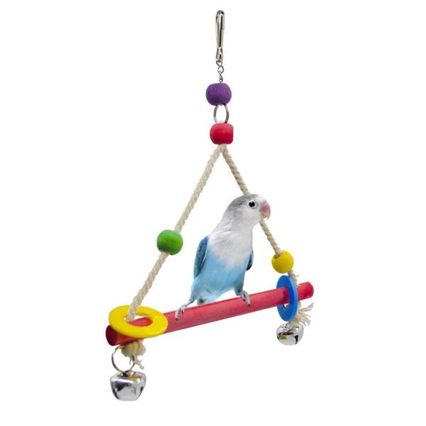 

natural acrylic birds perch parrots hanging swing cage with colorful beads bells pet supplies bird cages