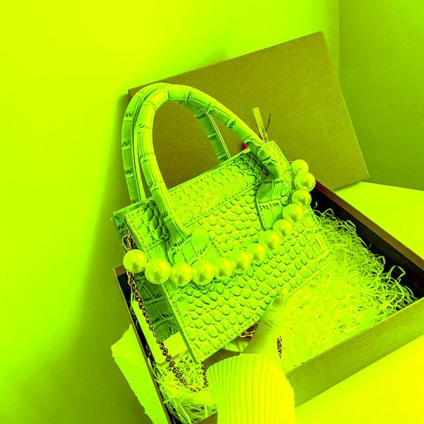 

women pearl chain handbags purses simple fashion female small square bag pu leather ladies shoulder crossbody bags cross body