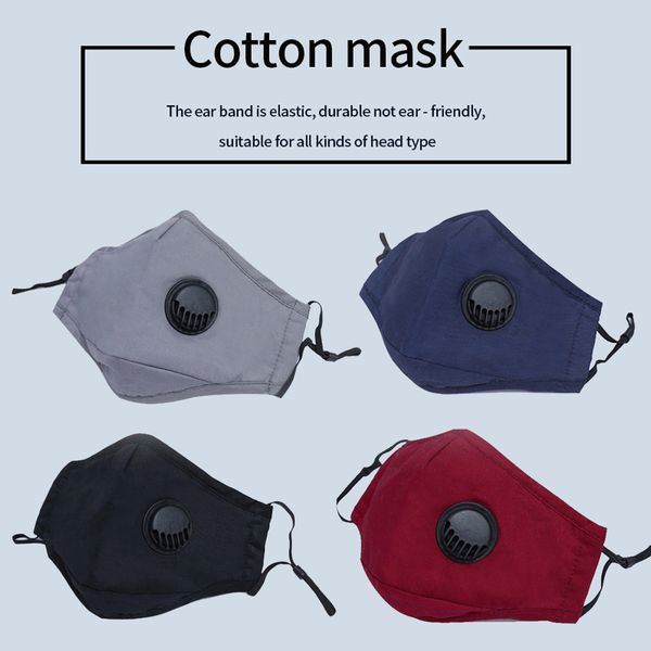 

custom logo cotton mask cloth breathing valve inserted with pm2.5 filter dust mask can be washed