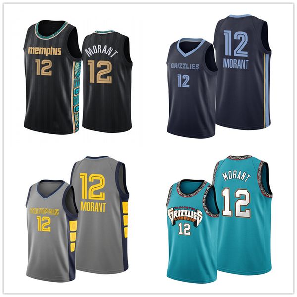 

2022 men ja 12 morant basketball jerseys s-xxl, Black;red