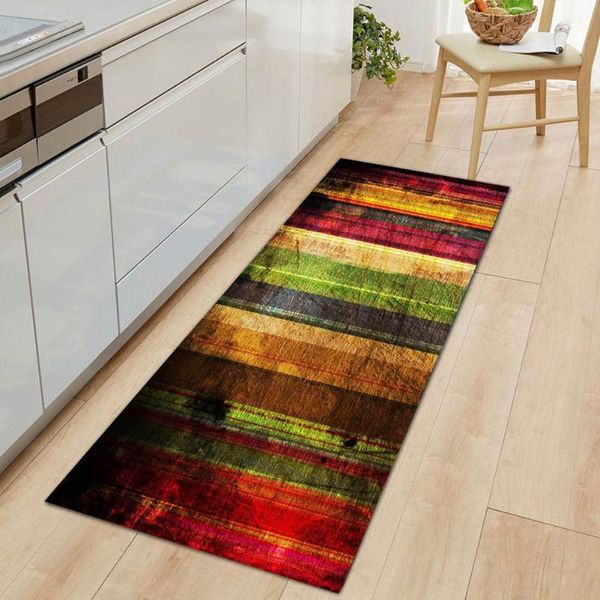 

home decorat mat non-slip carpet rug wood grain bedroom flannel bath mats