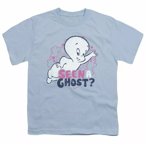 

Casper The Friendly Ghost Seen A Ghost Kids Youth T Shirt Licensed Light Blue, White;black