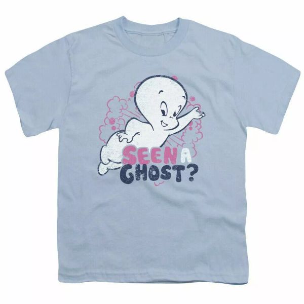 

casper the friendly ghost seen a ghost kids youth t shirt licensed light blue, White;black