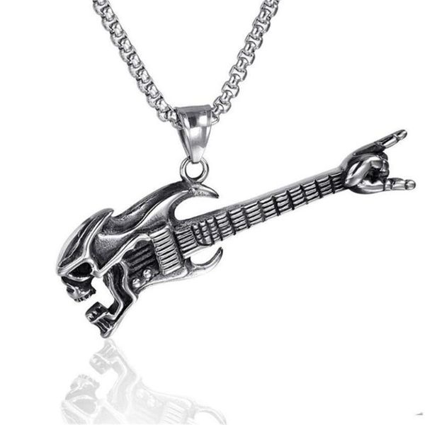 

chains fashion hip hop guitar trend necklace men's holiday birthday gift jewelry wholesale, Silver