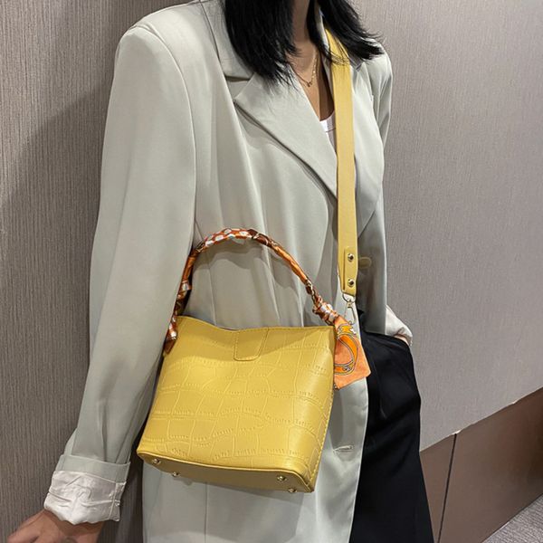 

wide strap scarves women small bucket handbags fashion brand designer lady shoulder crossbody bag purses and handbag mmm