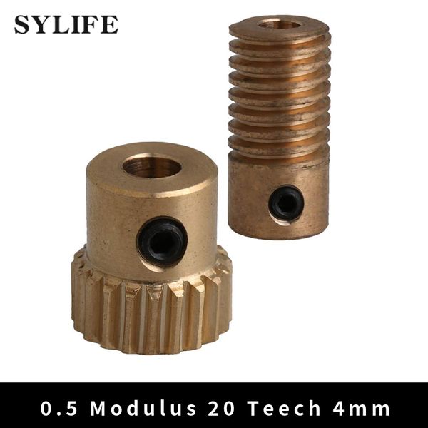 

yellow 0.5 modulus brass reducer 20 t wore wheel + 4mm bore worm gear shaft