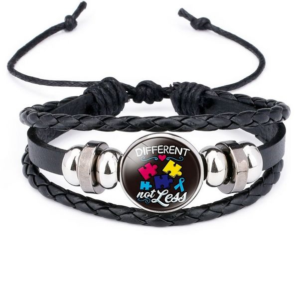 Kinder-Autismus-Glas-Cabochon-Charm-Armband, verstellbar, mehrschichtig, Wickelarmbänder, Mädchen-Modeschmuck, Will und Sandy