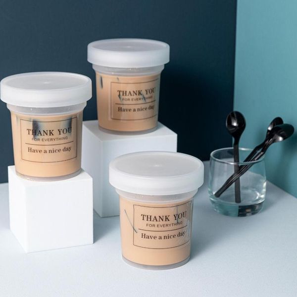 

disposable cups & straws 10pcs creative thick frosted transparent packaging ice cream pudding yogurt dessert reuse food cake with lids