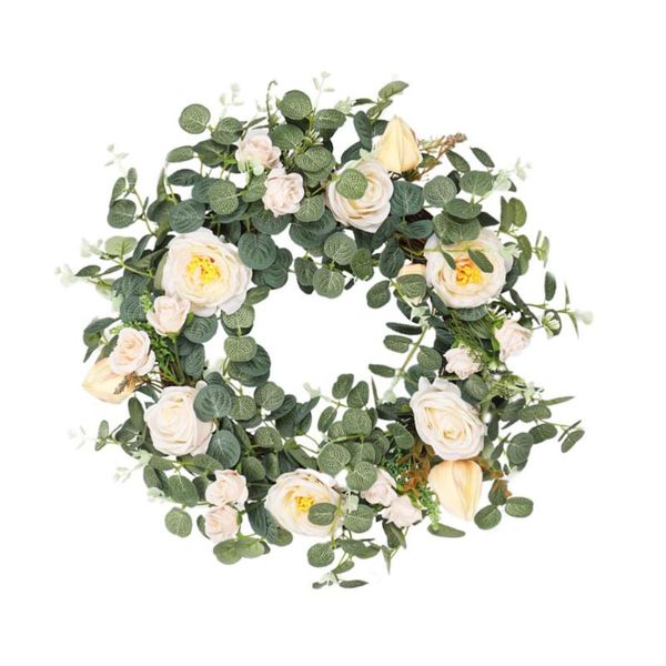 

1pc simulation plant wreath decorative hanging wreath door garland (green)