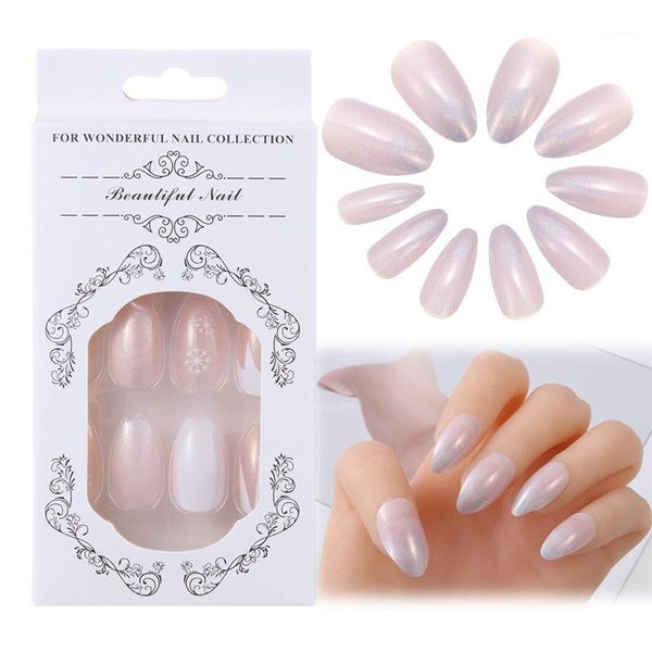 

24pcs/set natural color abstract art ballerina fake nail coffin french press on false full tips abs decor manicure1, Red;gold