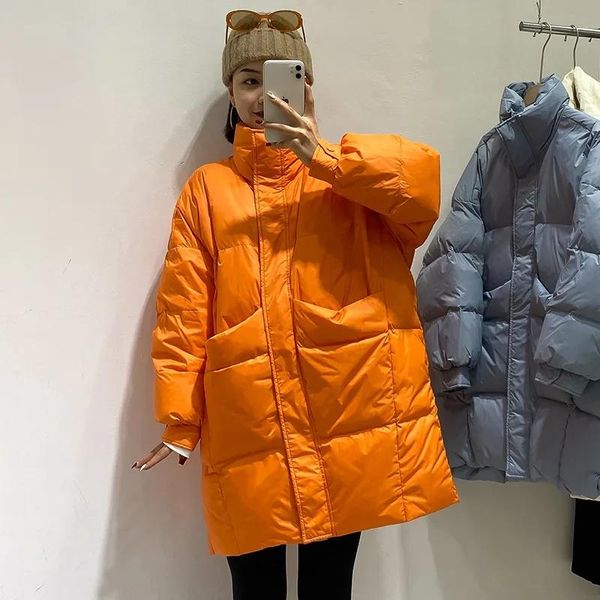 

women's down & parkas hstar 2021 winter women solid 90% white duck coats female casual pocket warm outerwears stand collar jacket, Black