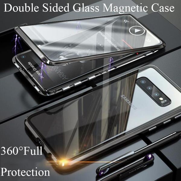 

double sided magnetic metal case for samsung galaxy s20 s10 s9 s8 plus note 20 uitra 10 pro 8 9 a51 a71 a50 a70 a10 glass cover cell phone p