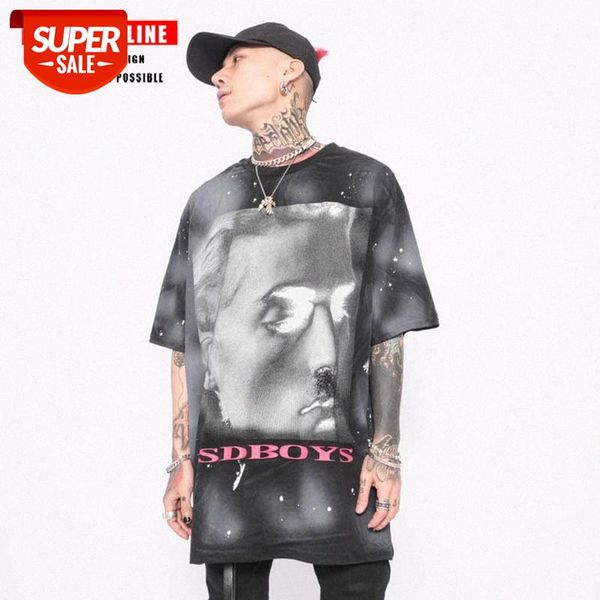 

short-sleeved t-shirt male hip-hop loose korean version of the high street summer european and american half-sleeved ins #vq2y, White;black