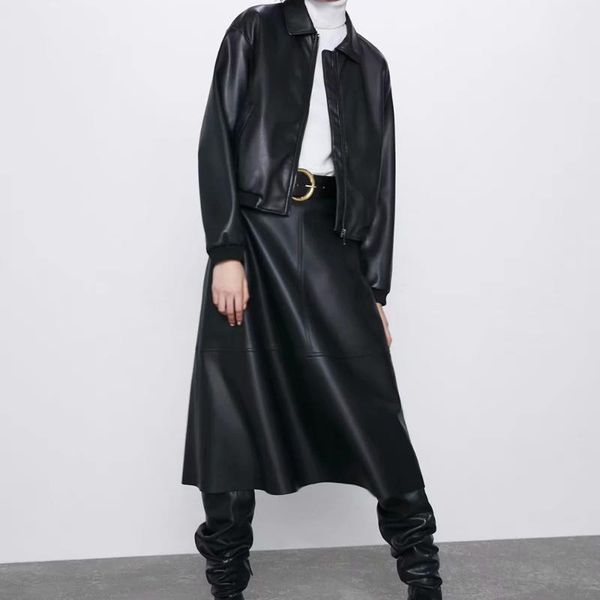

women's jackets xikom 2021 autumn women black streetwear turn-down collar jacket female vintage loose casual ladies coat top, Black;brown