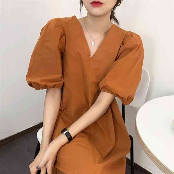 

korobov ol elegant vestidos femme chic puff sleeve v neck women dress vintage backless high waist female dresses 210430, Black;gray