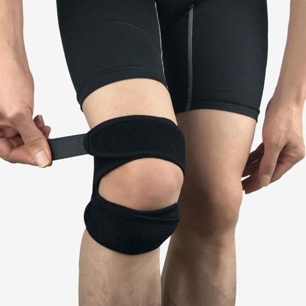 

double patella breathable flexible knee brace strap support pad help reduce pain soreness fitness exercise pressure supplies elbow & pads, Black;gray