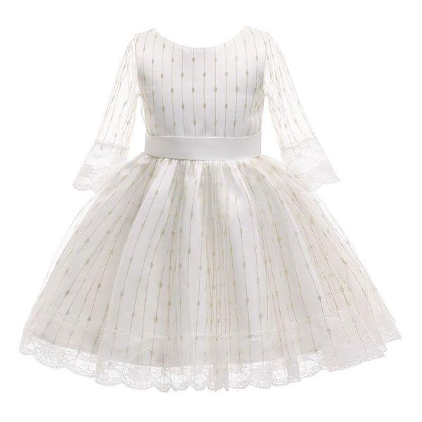 

girl's dresses flower girls illusion full tulle lace o-neck knee-length embroidery luxury white lovely kids party princess gown f364, Red;yellow