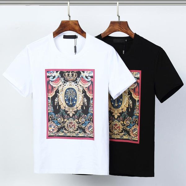 

men's t-shirts original brand spring summer short sleeve t-shirt men european american fashion pattern printed cotton round neck half, White;black
