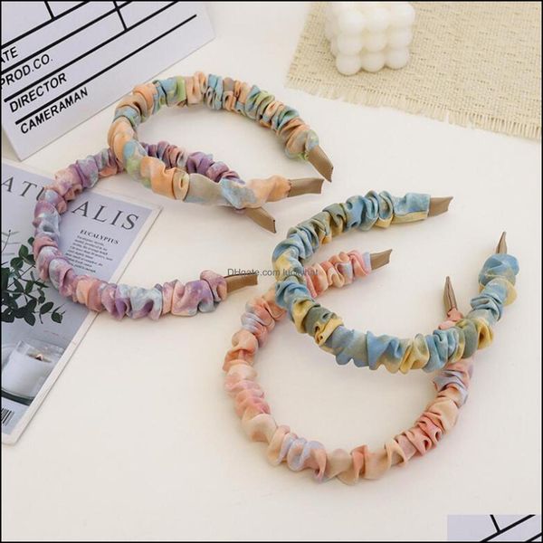 

headbands jewelry jewelry fashion womens hairband pleated tie dye headband fresh casual turban girls adt hair aessories drop delivery 2021 0, Silver