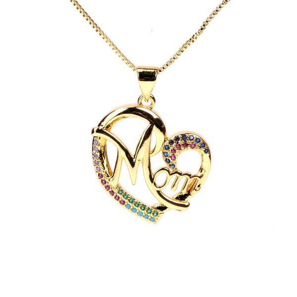 

mother series send ins wind inlaid diamond gold necklace love mom letter pendant necklace female, Silver