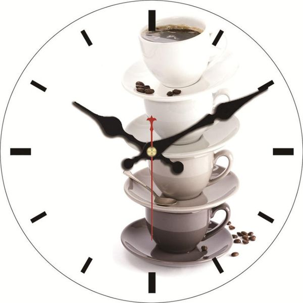 

wall clocks rihe exquisite coffee cup creative modern style round clock for home office cafe decor,silent wooden drop