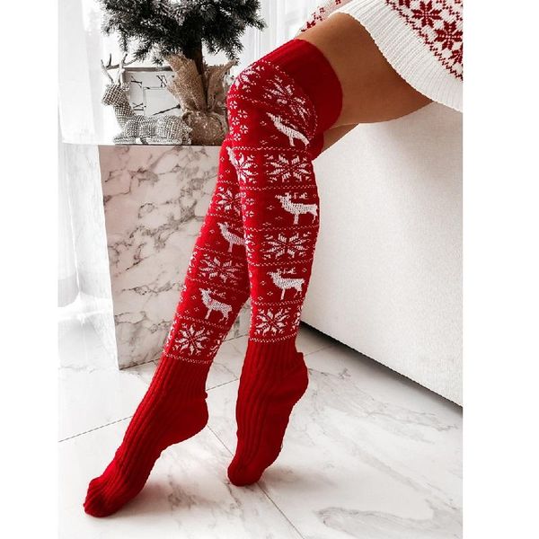 

socks & hosiery christmas stockings women's long knitted for girls ladies women winter knit thigh high over the knee, Black;white