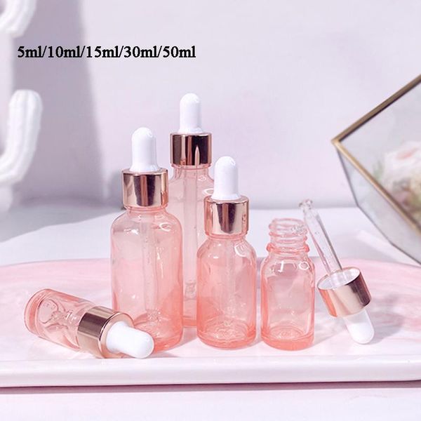 

storage bottles & jars 10pcs/lot glass pink dropper with pipette essential oil blends cosmetic perfume containers