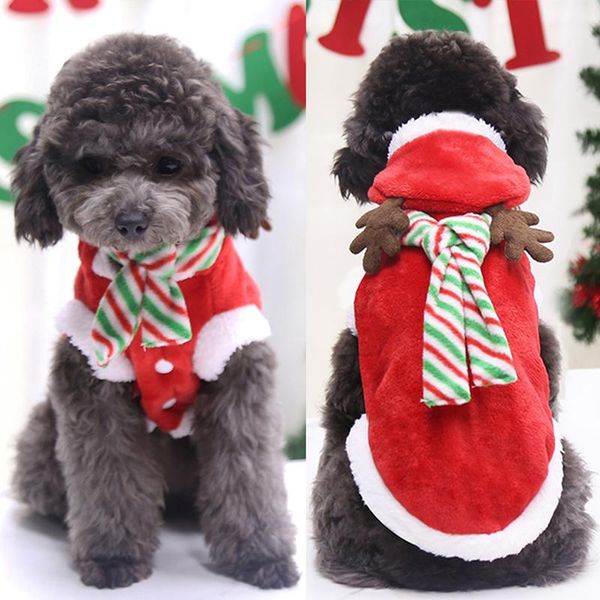 

dog apparel christmas clothes pet hoodie santa claus elk jacket coat pets costume