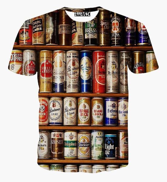 

men's t-shirts women men summer syle casual shirs harajuku beer cans paparazzi shirs 3d shir shor sleeve ees ops crewneck shirs lh, White;black