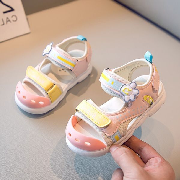 

2021 Leather Girls Boys Shoes kids Summer Baby Beach Sandals Shoes Skidproof Toddlers Infant Children Kids Sport Shoes Blue Pink