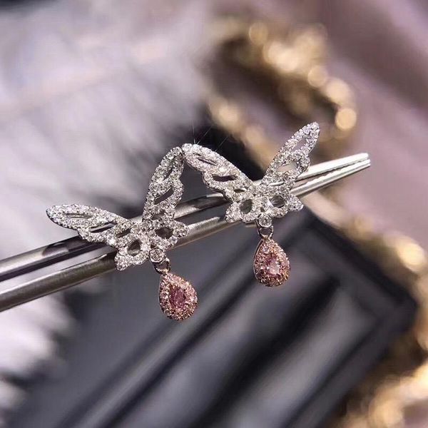 

dangle & chandelier fashion hollow butterfly drop earrings water stone full inlay small zircon fine jewelry for women wedding party, Silver