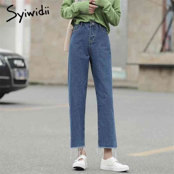 

wide leg jeans women plus size loose denim pants high waist tassel vintage casual 6 color trousers 210607, Blue