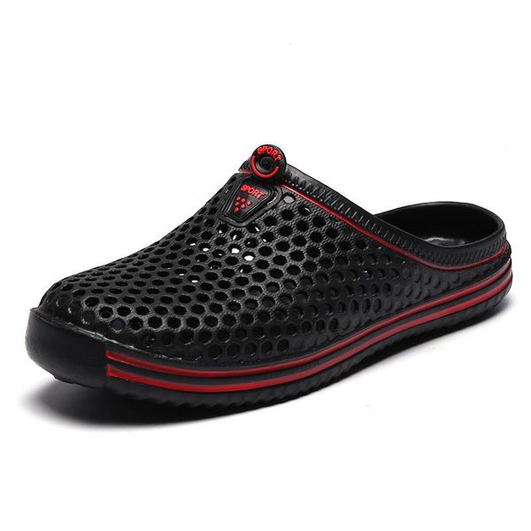 

sandals men beach shoes women outdoor swimming hollow out breathable, Black
