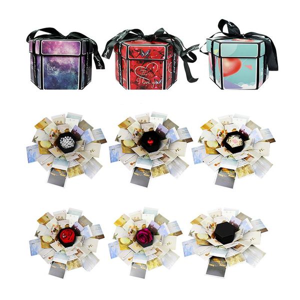 

gift wrap explosion couple box diy po storage memory scrapbook valentine's day birthday anniversary surprise