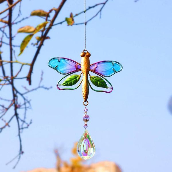 

decorative objects & figurines color painting dragonfly butterfly birdcrystal pendanthanging drop for outdoor indoor garden window wedding c