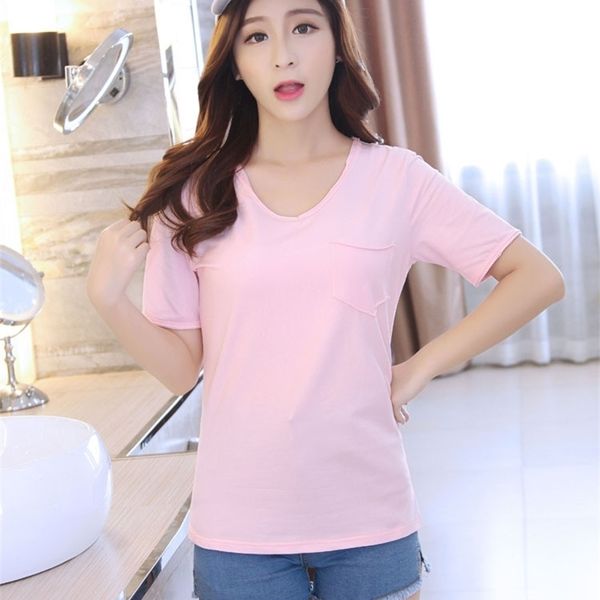 

t-shirt korean summer solid cotton short sleeve t-shirt women loose shirt bodycon women vestidos lh203 210324, White