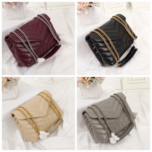 

designer handbags square fat loulou chain bag real leather women's large-capacity shoulder bags quilted messenger v65h#