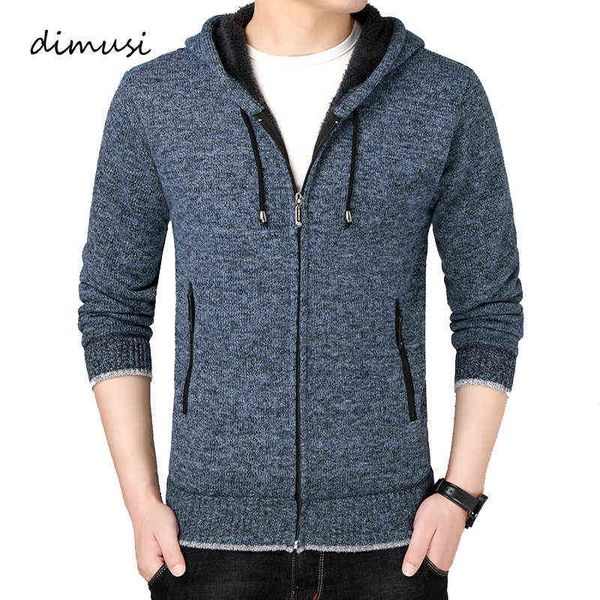

dimusi winter men's sweater fashion knitted sweater cardigan hoodies casual slim fit sweaters pullover warm knitwear clothing y1122, Black;brown