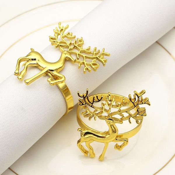 

napkin rings 6pcs christmas holder alloy high-quality cute durable delicate deer ring for bar restaurant party dinner