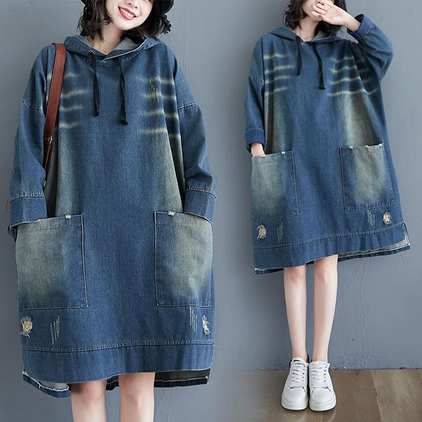 

casual dresses women loose office shirt jeans plus size denim dress long sleeve baggy oversized woman's, Black;gray
