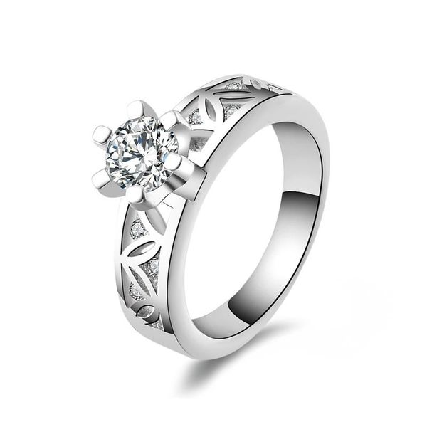 

wedding rings silver ring classic temperament female models simple fashion zircon hand jewelry as a gift, Slivery;golden