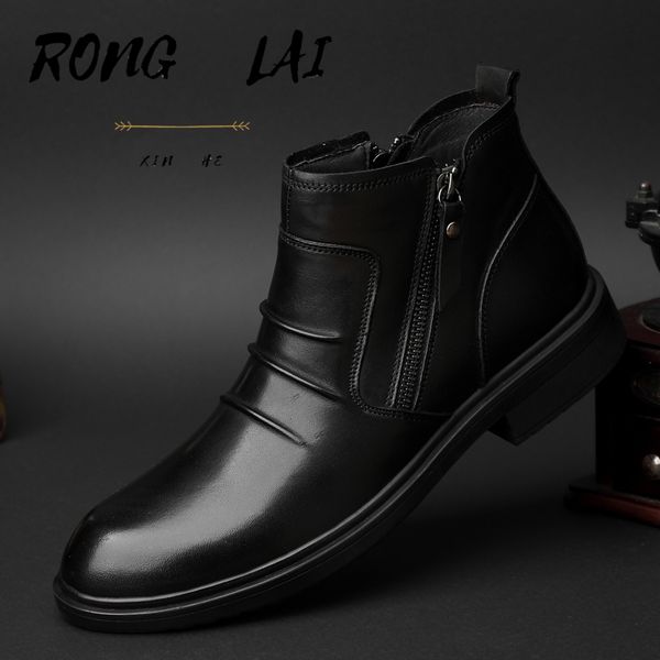 

high-end mens formal shoes classic business casual shoes banquet wedding high-mens boots plus cotton warm large size 36-47, Black