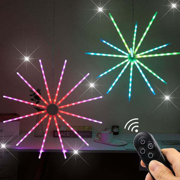 Luci a led RGB Fuochi d'artificio Meteor Light Strip Sinfonia Dinamica Compleanno Decorazione per feste di Natale Illuminazione notturna Lampada stroboscopica Mulino a vento