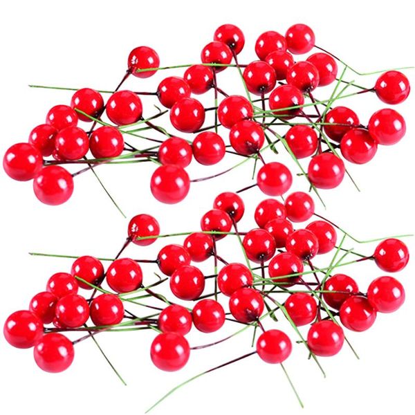 

decorative flowers & wreaths 150pcs red fruit berry holly artificial flower pick christmas diy home decor